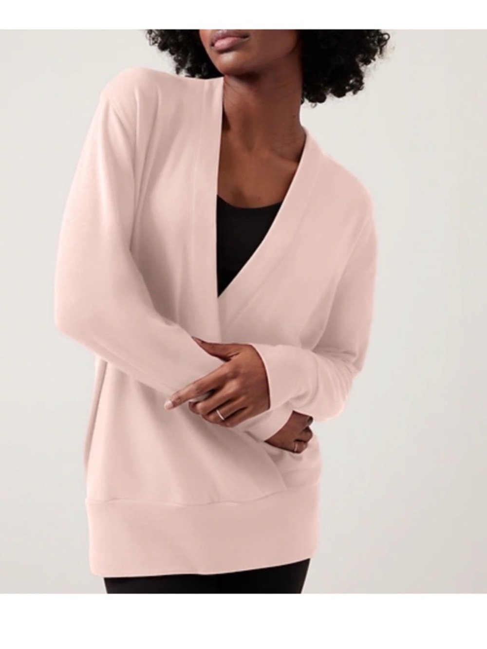 NWT ATHLETA ORCHID PINK PURANA V-NECK WRAP SWEATSHIRT SWEATER Medium